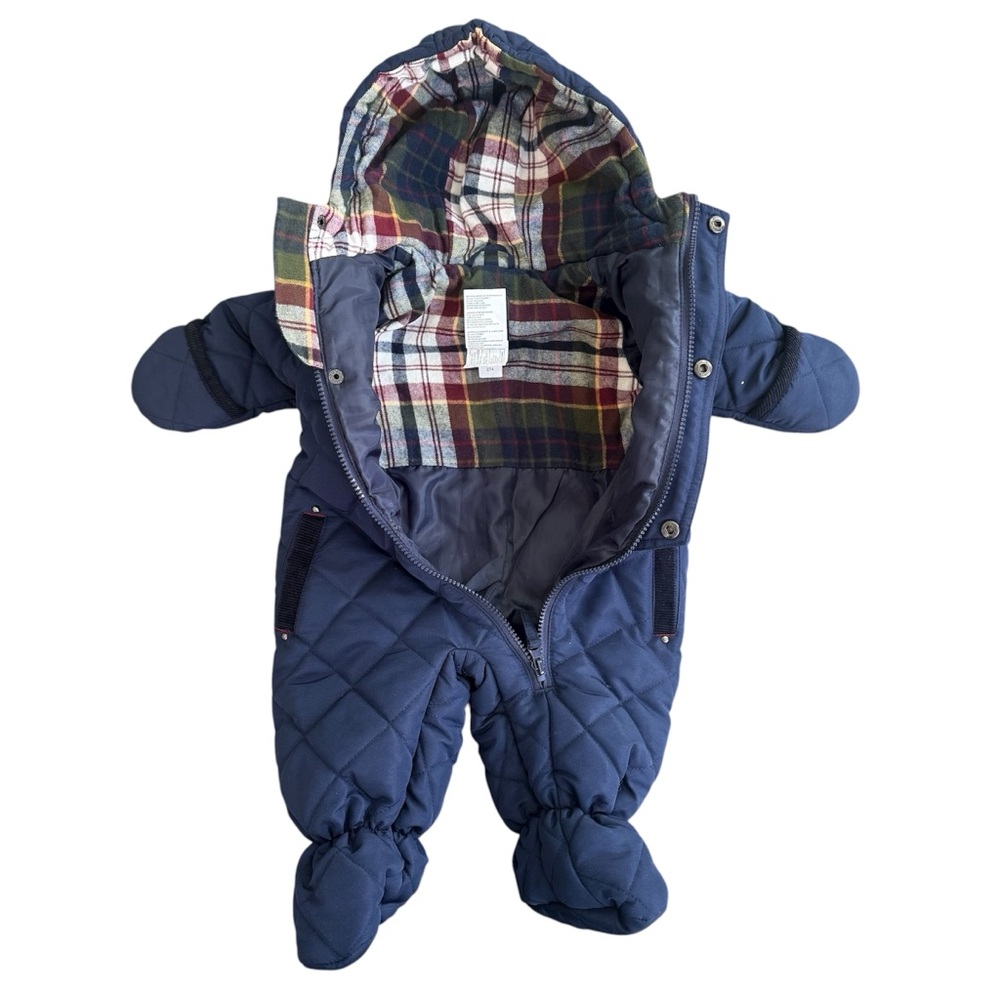 Rothschild Baby Boys Pram Quilted Hooded Navy Snowsuit 3/6 Months